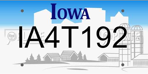 IA4T192 Iowa License Plate