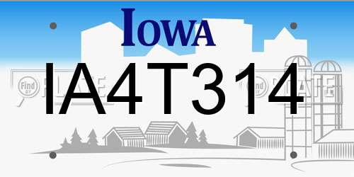 IA4T314 Iowa License Plate