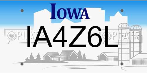 IA4Z6L Iowa License Plate