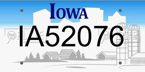 IA52076 Iowa License Plate