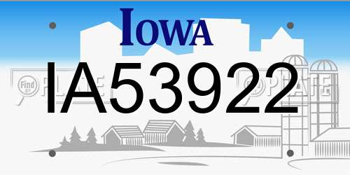 IA53922 Iowa License Plate