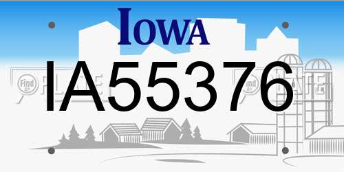 IA55376 Iowa License Plate