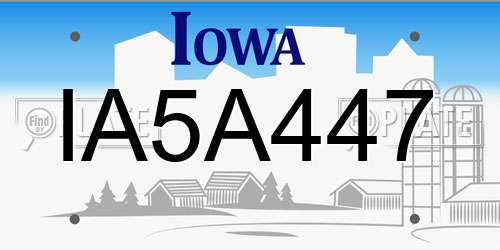IA5A447 Iowa License Plate