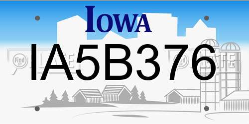 IA5B376 Iowa License Plate