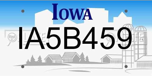 IA5B459 Iowa License Plate