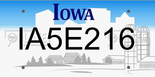 IA5E216 Iowa License Plate