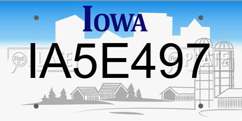 IA5E497 Iowa License Plate