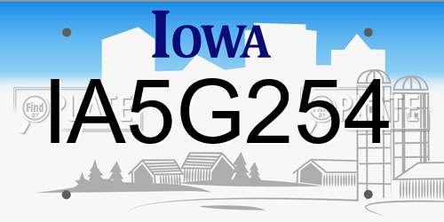 IA5G254 Iowa License Plate