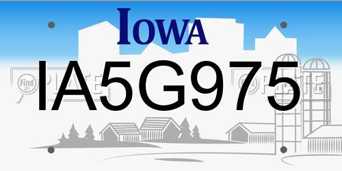 IA5G975 Iowa License Plate
