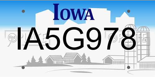 IA5G978 Iowa License Plate