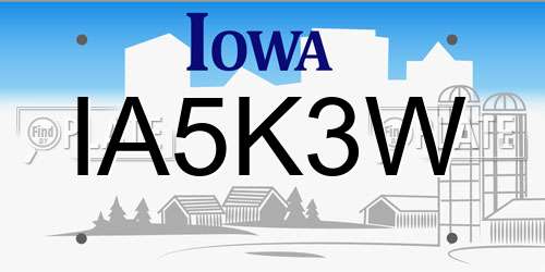 IA5K3W Iowa License Plate