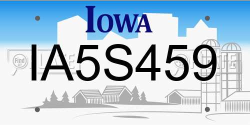 IA5S459 Iowa License Plate