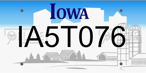 IA5T076 Iowa License Plate