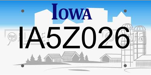 IA5Z026 Iowa License Plate