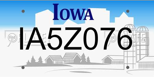 IA5Z076 Iowa License Plate