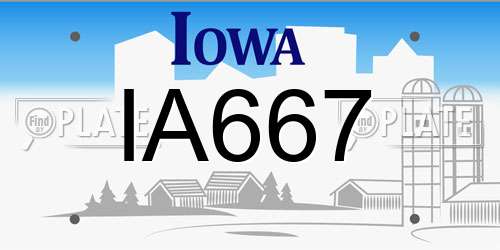 IA667 Iowa License Plate