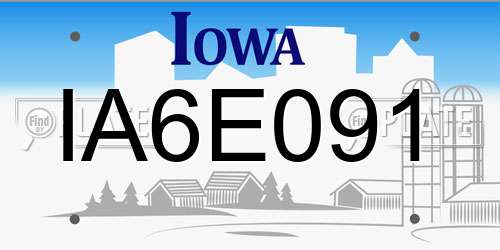 IA6E091 Iowa License Plate