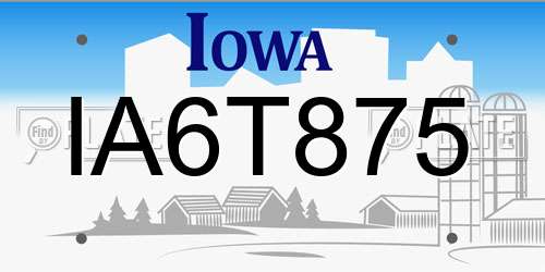 IA6T875 Iowa License Plate