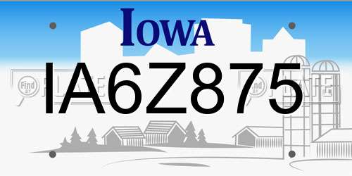 IA6Z875 Iowa License Plate