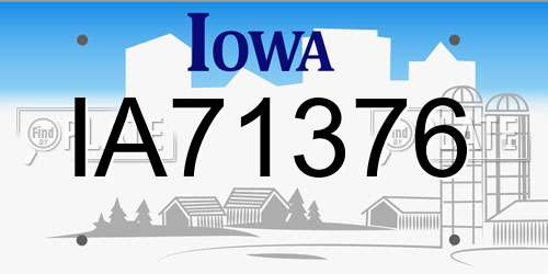IA71376 Iowa License Plate