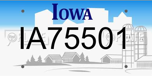 IA75501 Iowa License Plate
