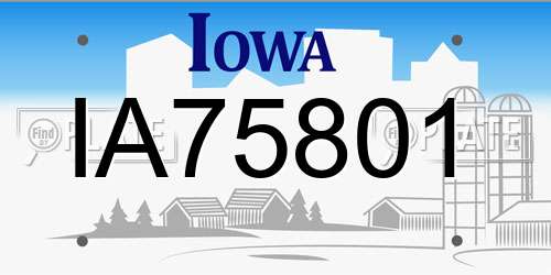 IA75801 Iowa License Plate