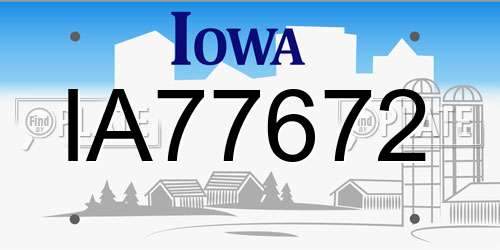 IA77672 Iowa License Plate
