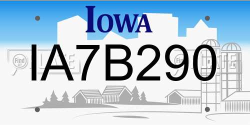 IA7B290 Iowa License Plate