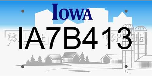 IA7B413 Iowa License Plate