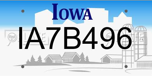 IA7B496 Iowa License Plate