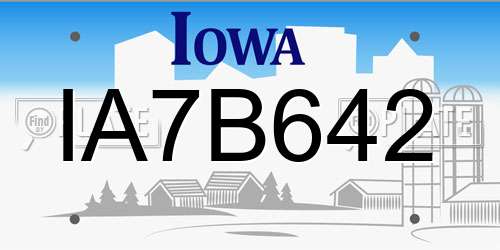 IA7B642 Iowa License Plate