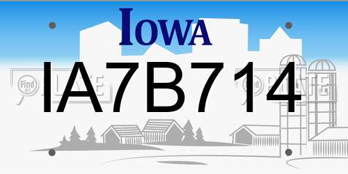 IA7B714 Iowa License Plate