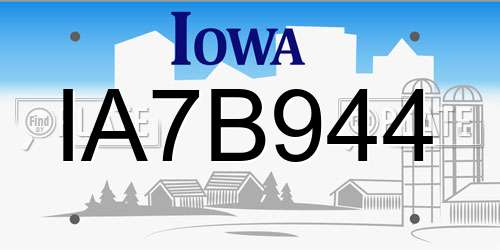 IA7B944 Iowa License Plate