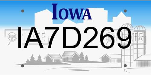 IA7D269 Iowa License Plate