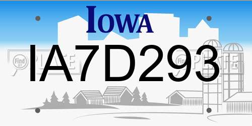 IA7D293 Iowa License Plate