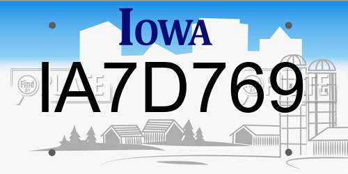 IA7D769 Iowa License Plate