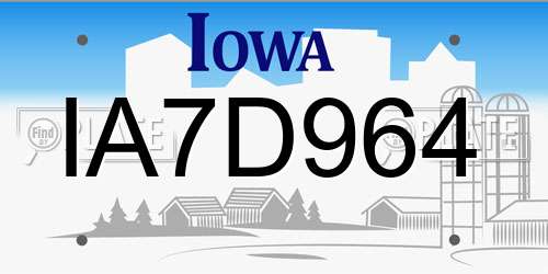 IA7D964 Iowa License Plate