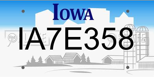 IA7E358 Iowa License Plate