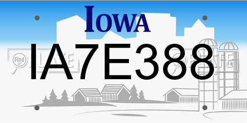 IA7E388 Iowa License Plate