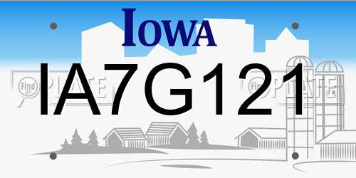 IA7G121 Iowa License Plate