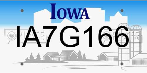 IA7G166 Iowa License Plate