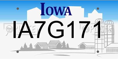IA7G171 Iowa License Plate