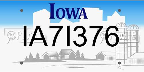 IA7I376 Iowa License Plate