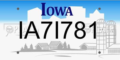 IA7I781 Iowa License Plate