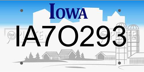 IA7O293 Iowa License Plate