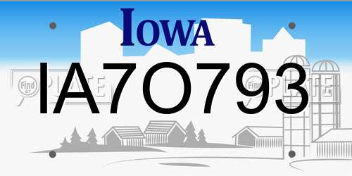 IA7O793 Iowa License Plate