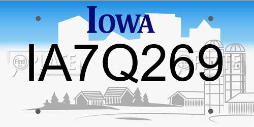 IA7Q269 Iowa License Plate