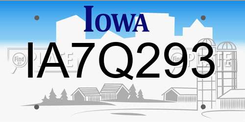 IA7Q293 Iowa License Plate