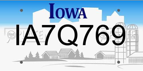 IA7Q769 Iowa License Plate