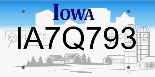 IA7Q793 Iowa License Plate